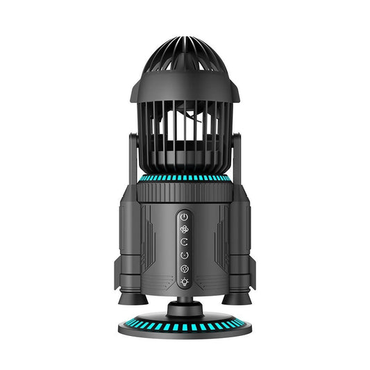 Rocket Desktop Fan – RGB Color Mist Spray Fan, Dual-Drive Silent Cooling
