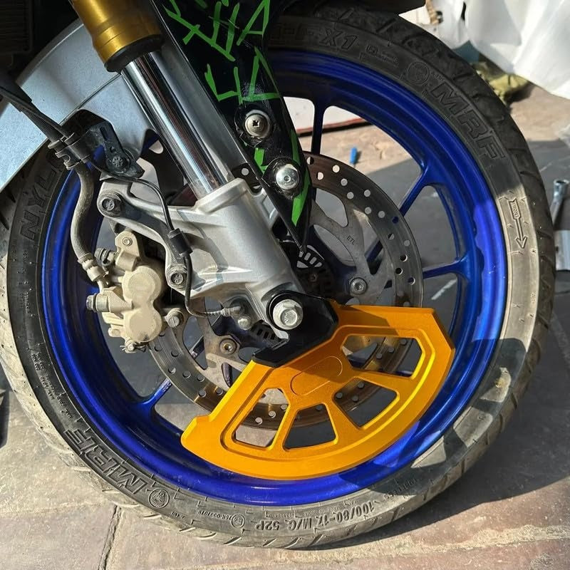 Universal Motorcycle Brake Disc Guard – Aluminum, Gold Anodized, Off-Road Protection