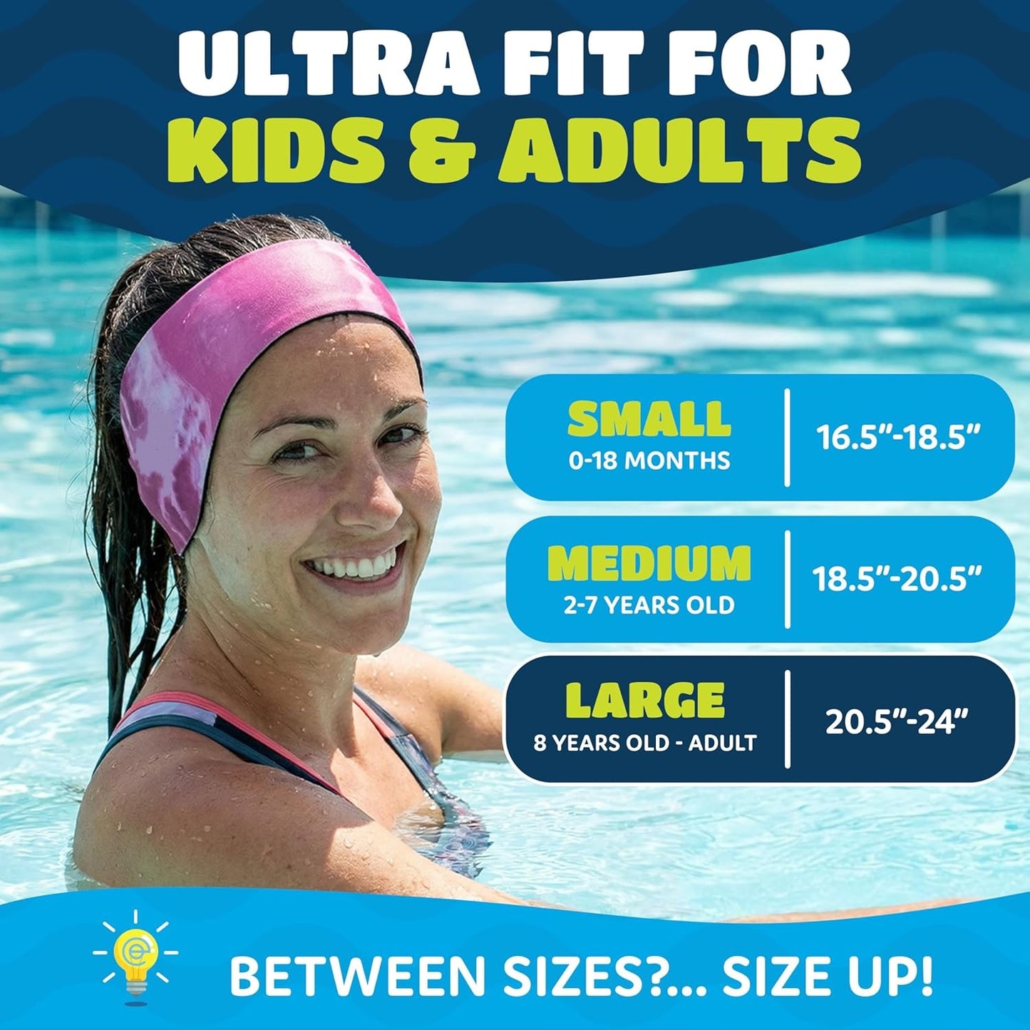 Swim Headband – Anti‑Slip Neoprene Band to Secure Earplugs and Block Water