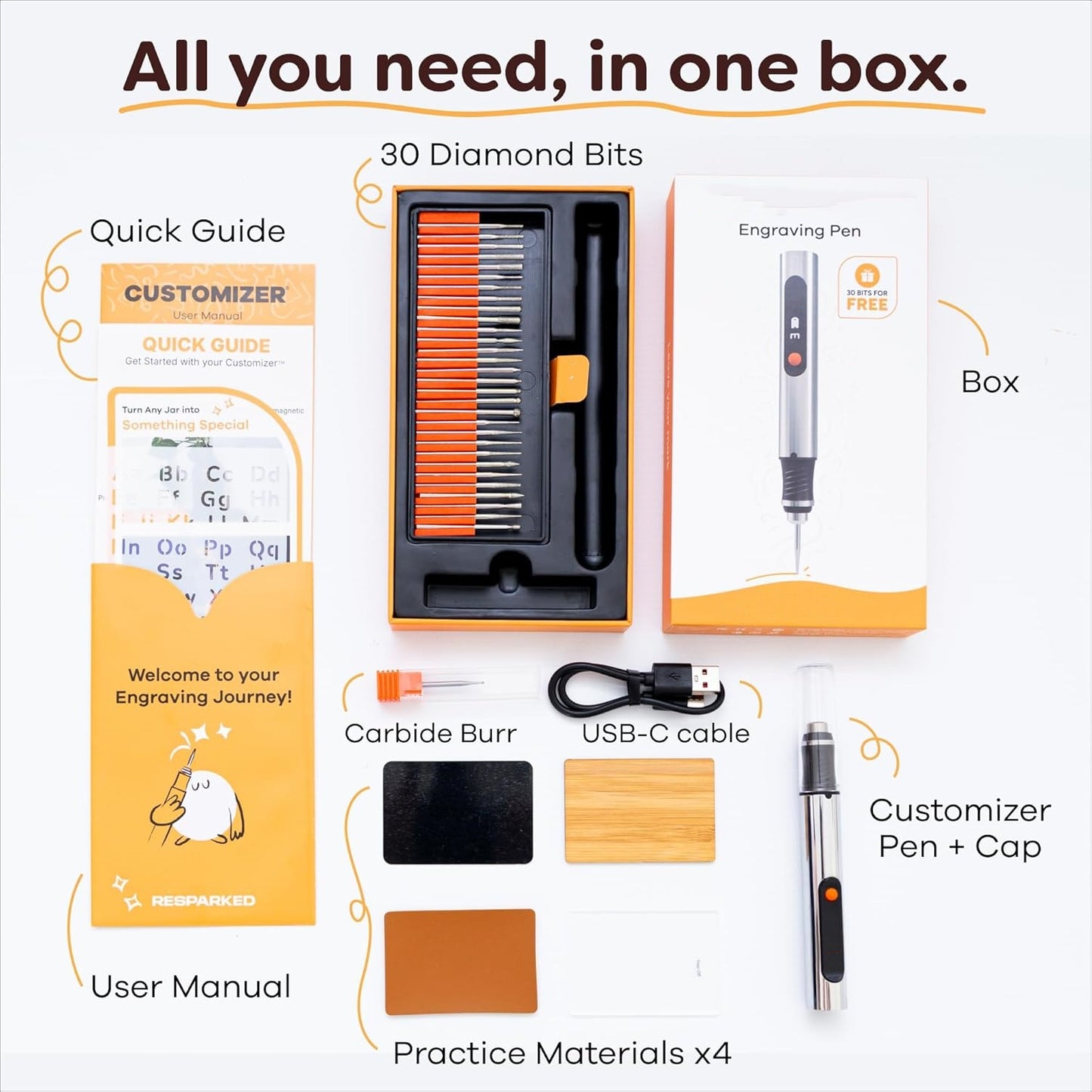 Cordless Engraving Pen – 3 Speeds, 30 Bits, Works on 50+ Surfaces