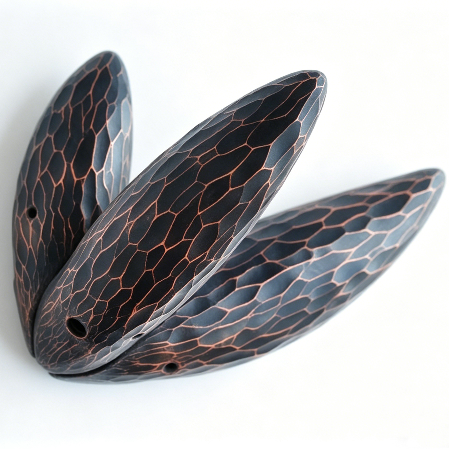 Triple Chamber Ceramic Flute – "Forest Meditation" Handcrafted Ocarina