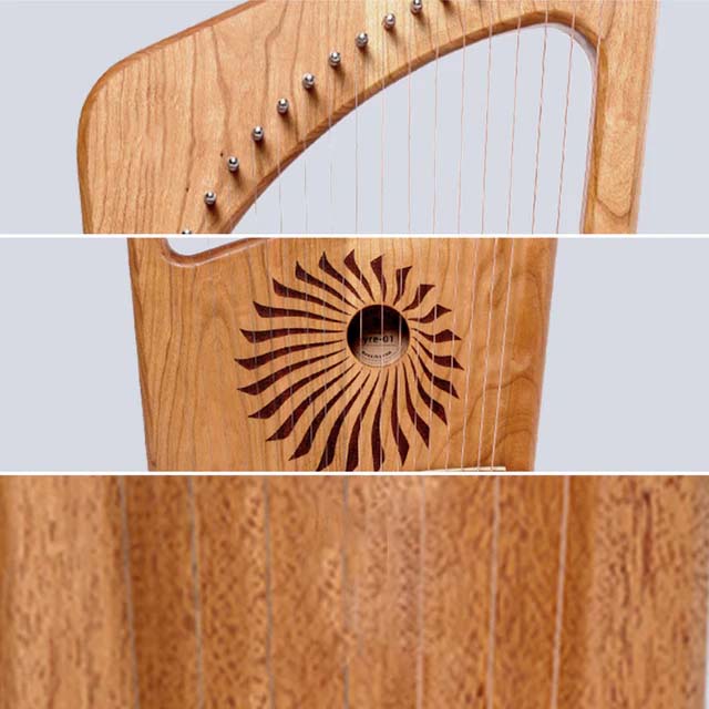 7-String Finger-Plucked Harp — Crafted from Cherry Wood and Beech Wood