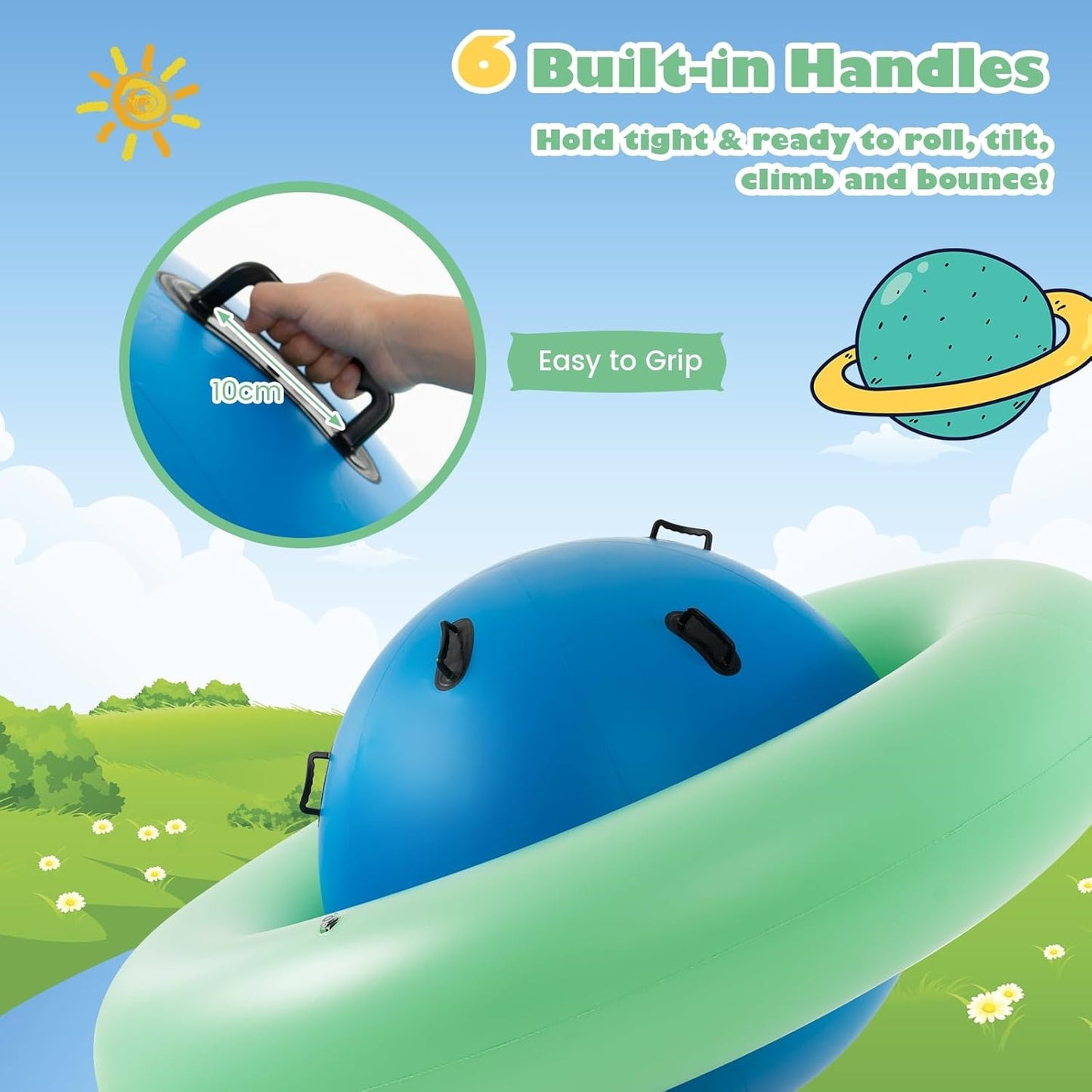 Giant Inflatable Dome Rocker – 7.5FT Active Play Sphere with 6 Handles