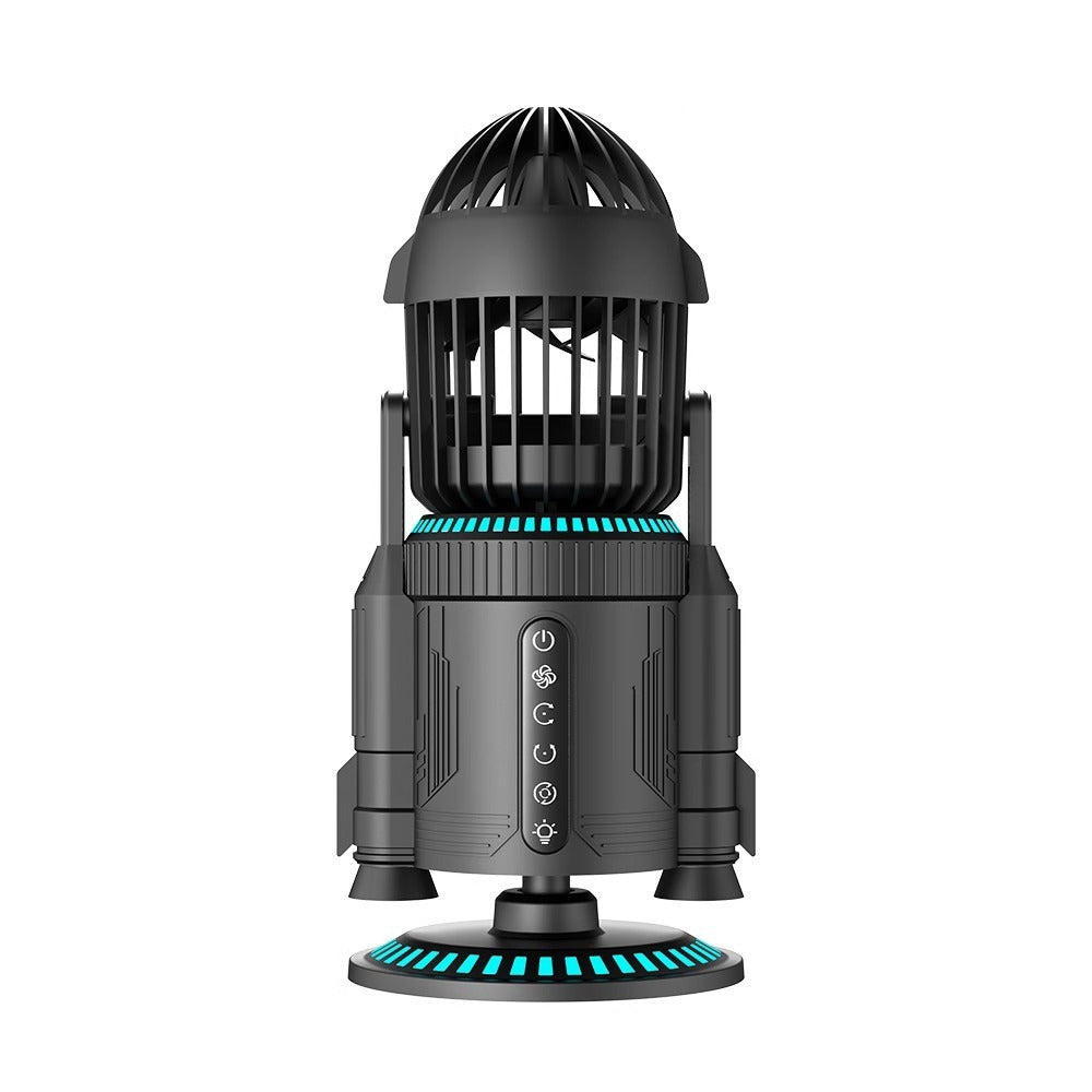 Rocket Desktop Fan – RGB Color Mist Spray Fan, Dual-Drive Silent Cooling