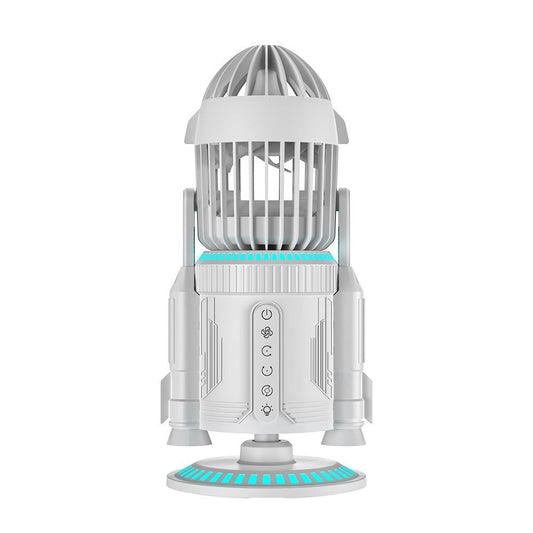 Rocket Desktop Fan – RGB Color Mist Spray Fan, Dual-Drive Silent Cooling
