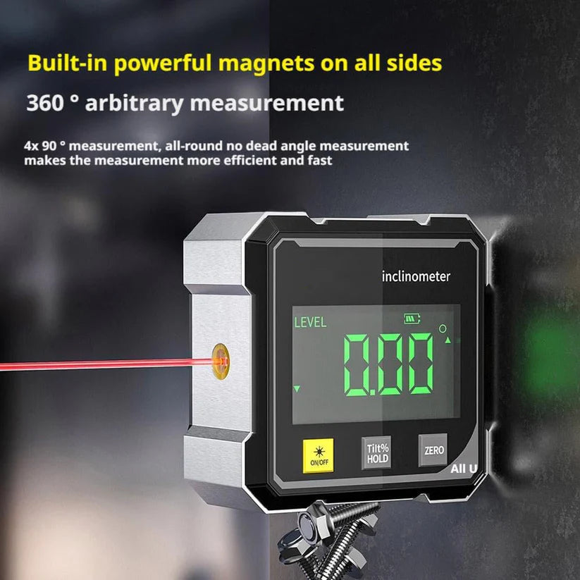 Digital Angle Finder with Electronic Laser – 4-Sided Magnetic Gauge