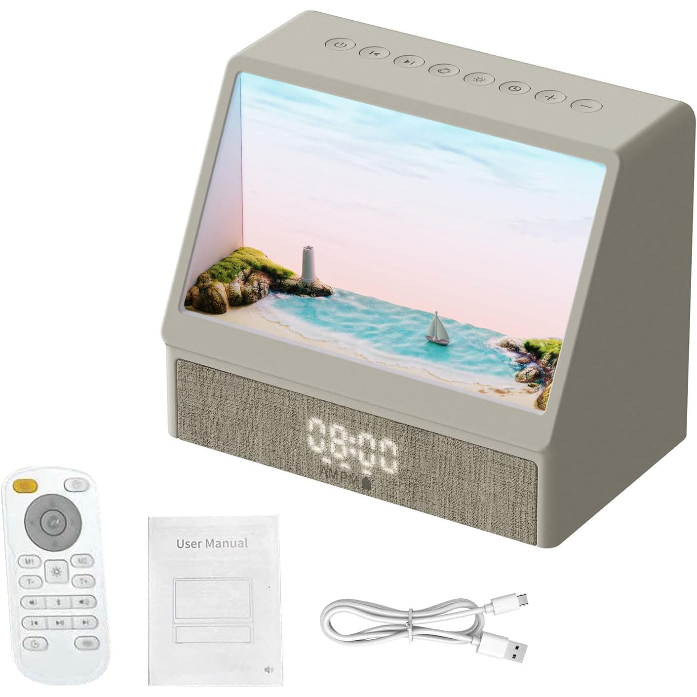 Bluetooth Speaker Alarm Clock – Sunrise Wake-Up Light, 24 White Noises, Backlit Remote