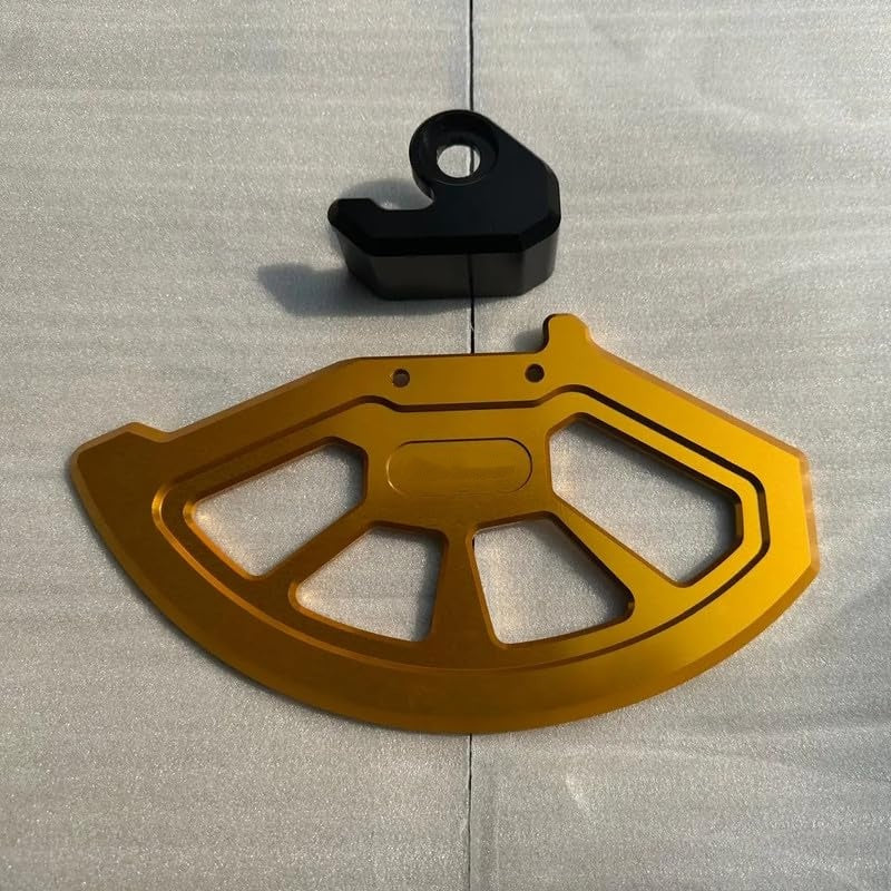 Universal Motorcycle Brake Disc Guard – Aluminum, Gold Anodized, Off-Road Protection