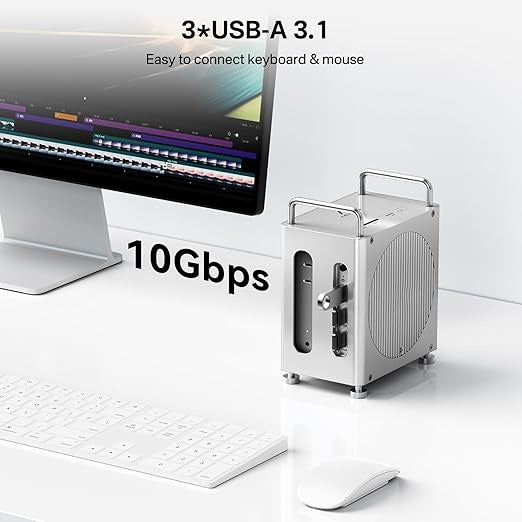 40Gbps Mac mini M4 Docking Station – Dual-Bay NVMe SSD Enclosure, 11-in-1 Workstation