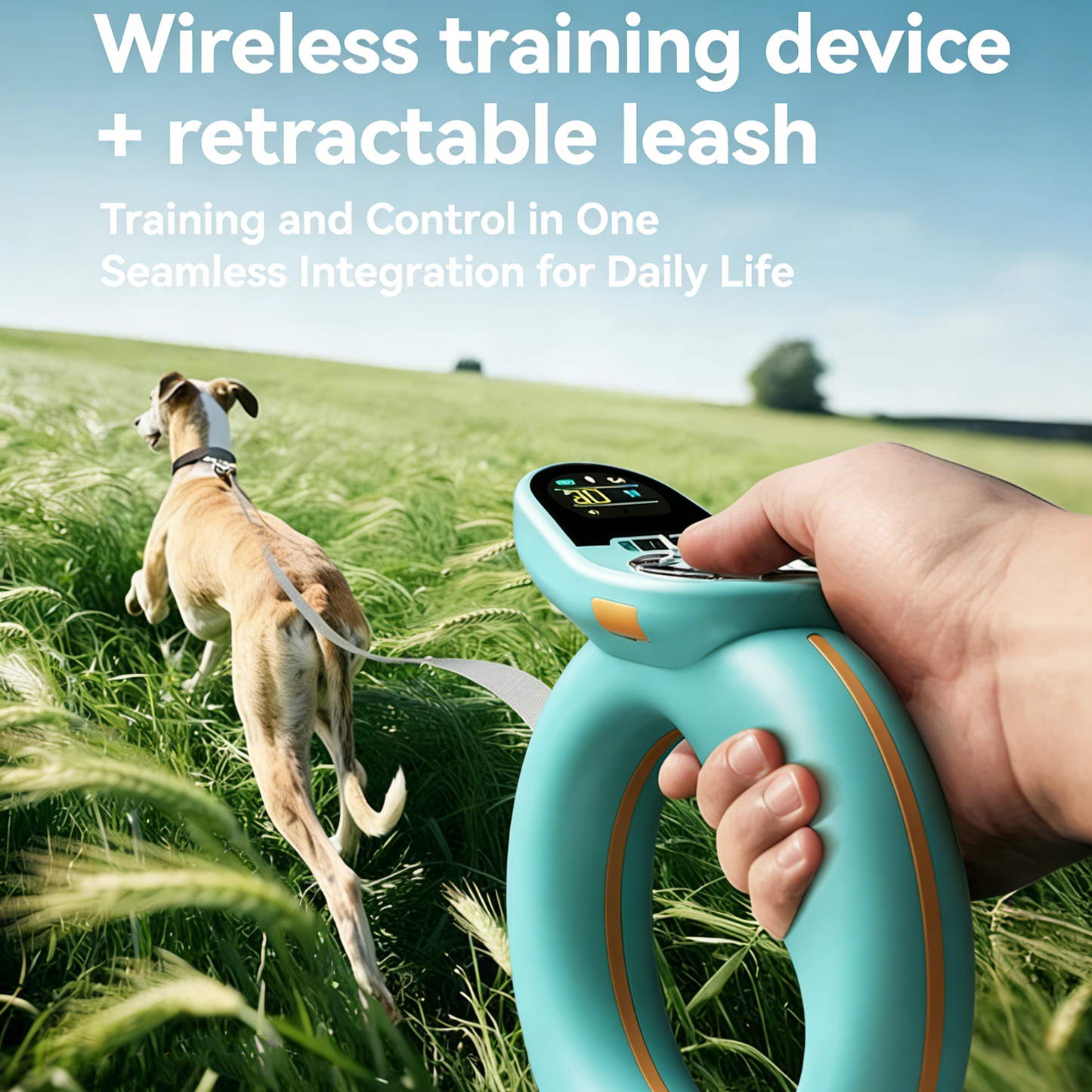 Wireless Pet Trainer + Retractable Leash – One-Button Brake System