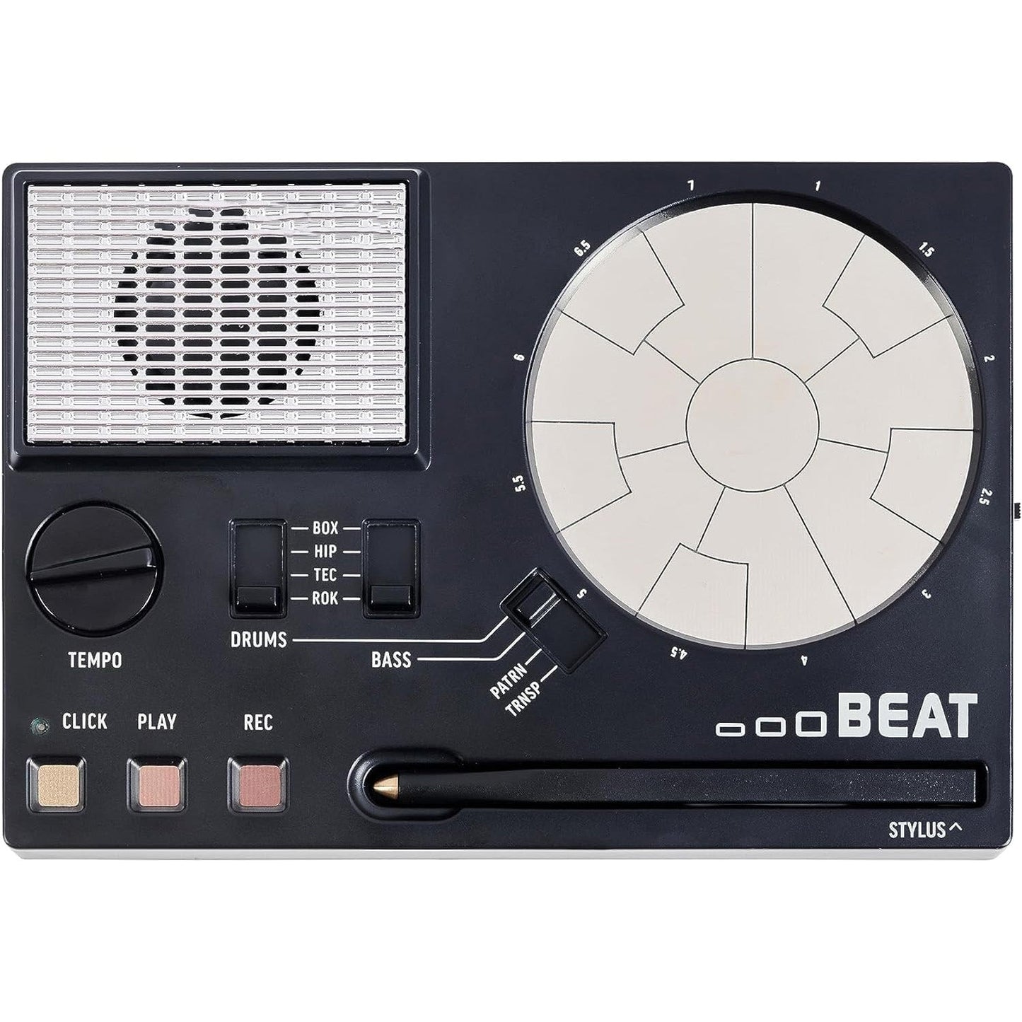 Compact Stylus Drum Machine – 4 Drum Kits & 4 Bass Sounds