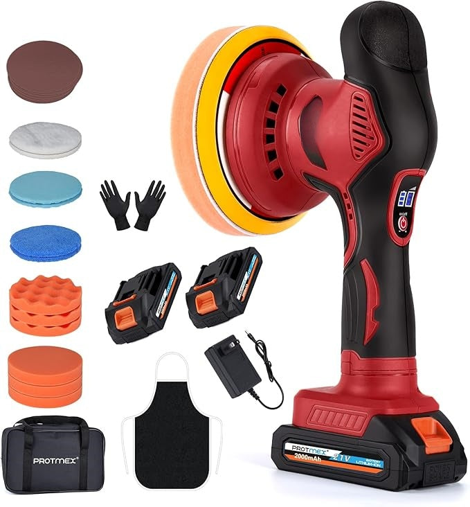 Cordless Car Buffer Polisher – 21V with 2×4.0Ah Batteries