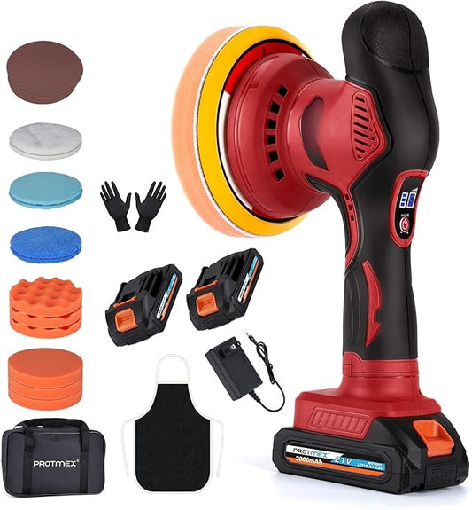 Cordless Car Buffer Polisher – 21V with 2×4.0Ah Batteries