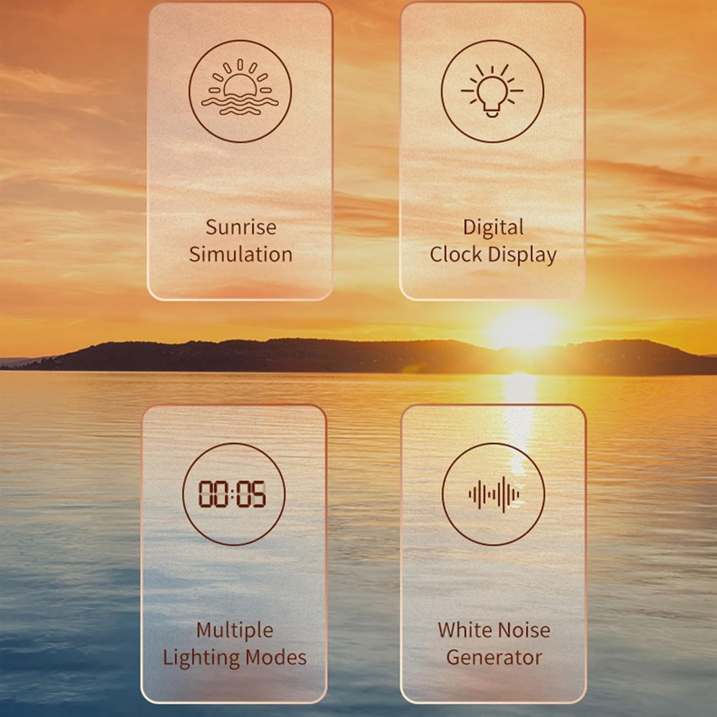 Bluetooth Speaker Alarm Clock – Sunrise Wake-Up Light, 24 White Noises, Backlit Remote