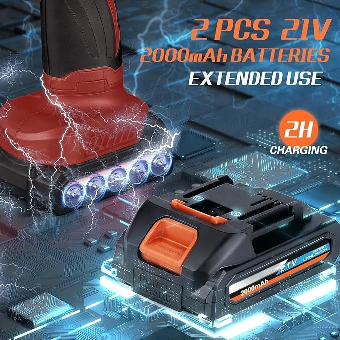 Cordless Car Buffer Polisher – 21V with 2×4.0Ah Batteries