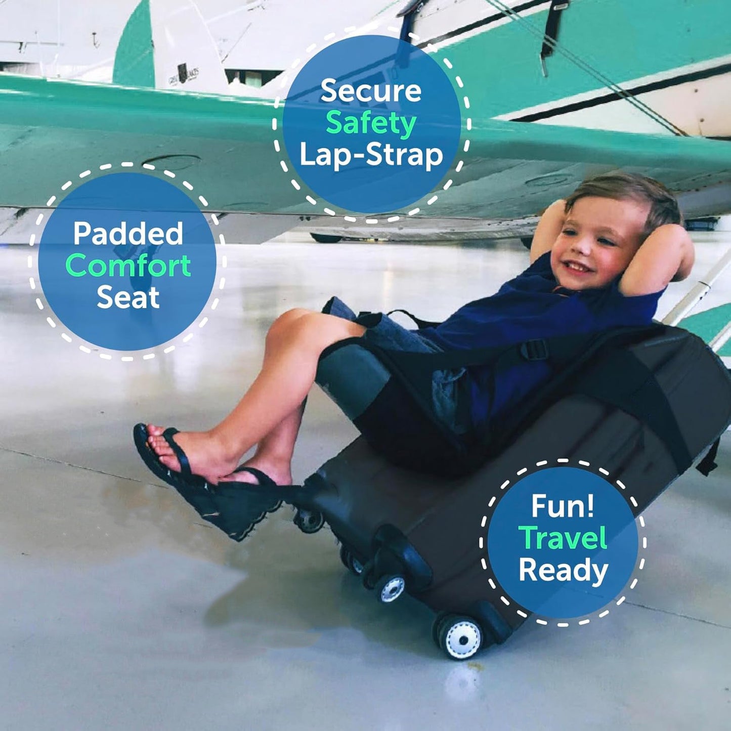 Ride-On Suitcase Seat – Portable Child Travel Seat for Airport Trips