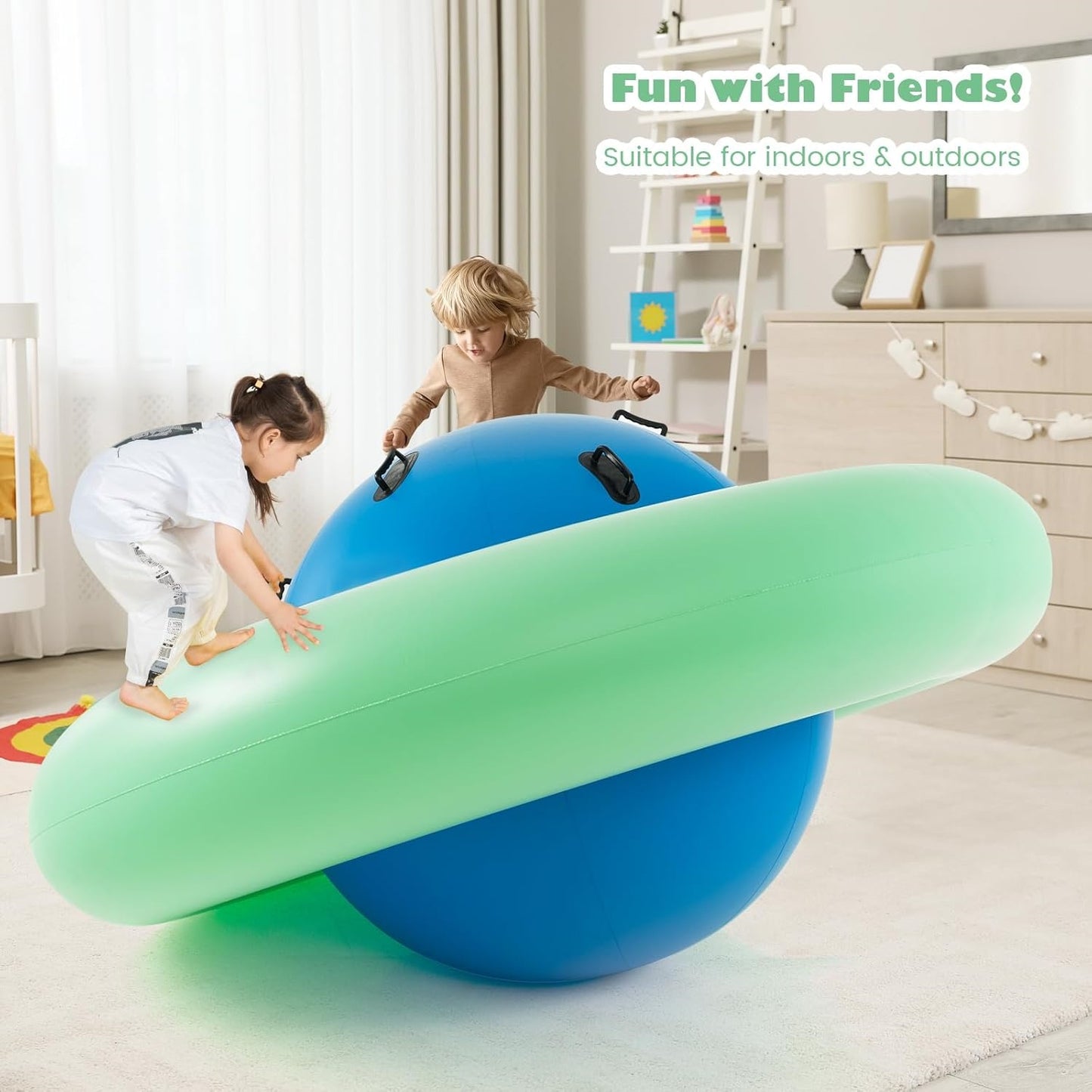 Giant Inflatable Dome Rocker – 7.5FT Active Play Sphere with 6 Handles
