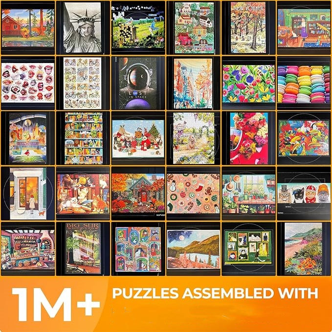 Roll-Up Puzzle Mat – Fits Up to 1500 Pieces, Non-Slip Base, with Sorting Trays & Storage Bag