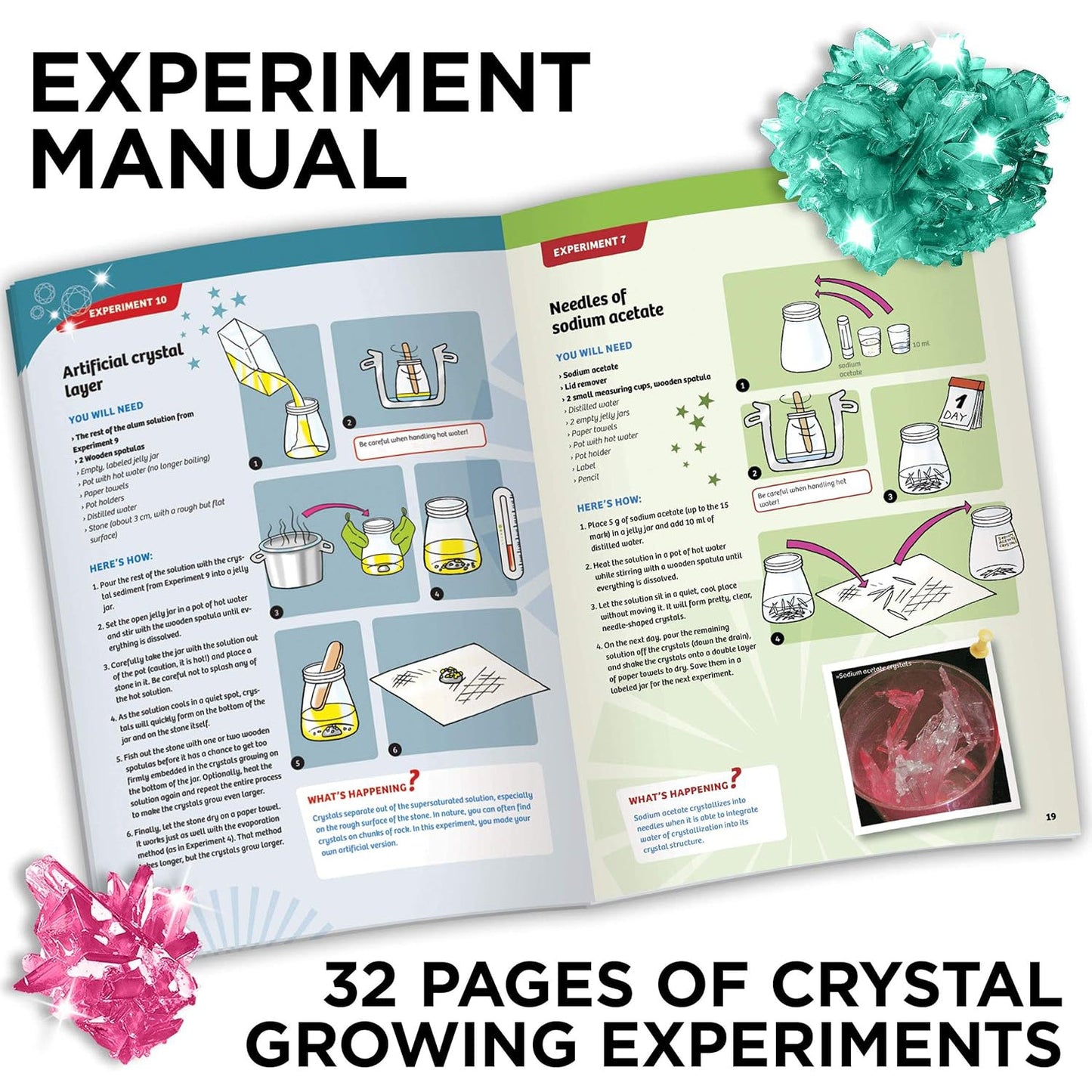 Crystal Growing Kit – 15 Science Experiments with 4 Crystal Types