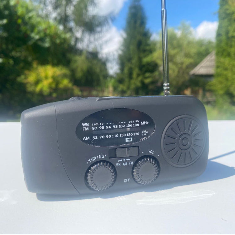 Rechargeable Emergency Radio – Solar, Hand Crank & USB Charging