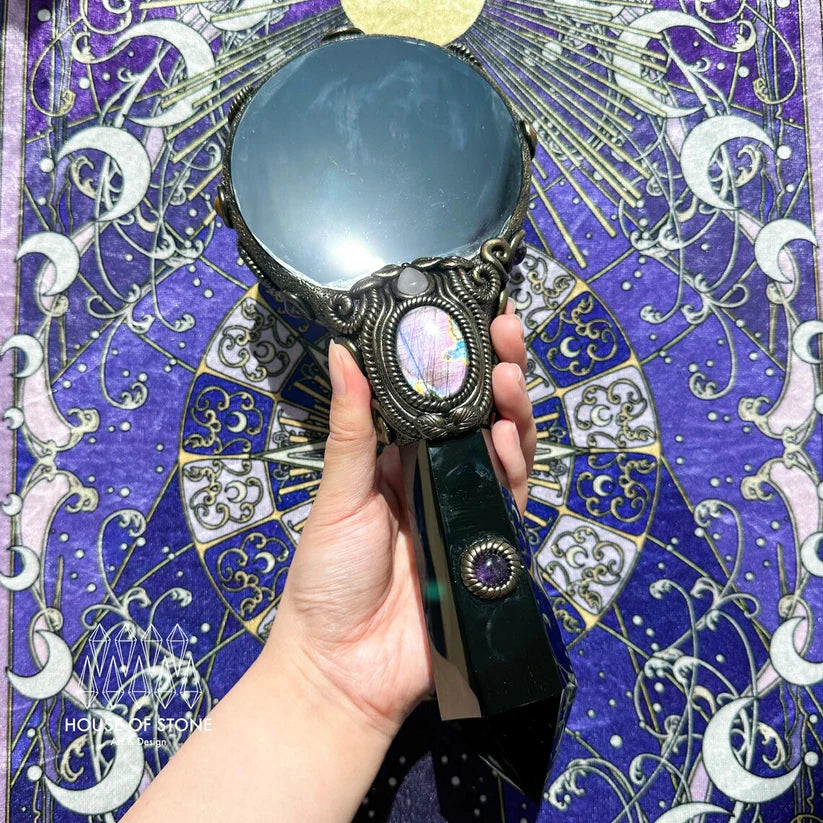 Natural Handmade Black Obsidian Mirror