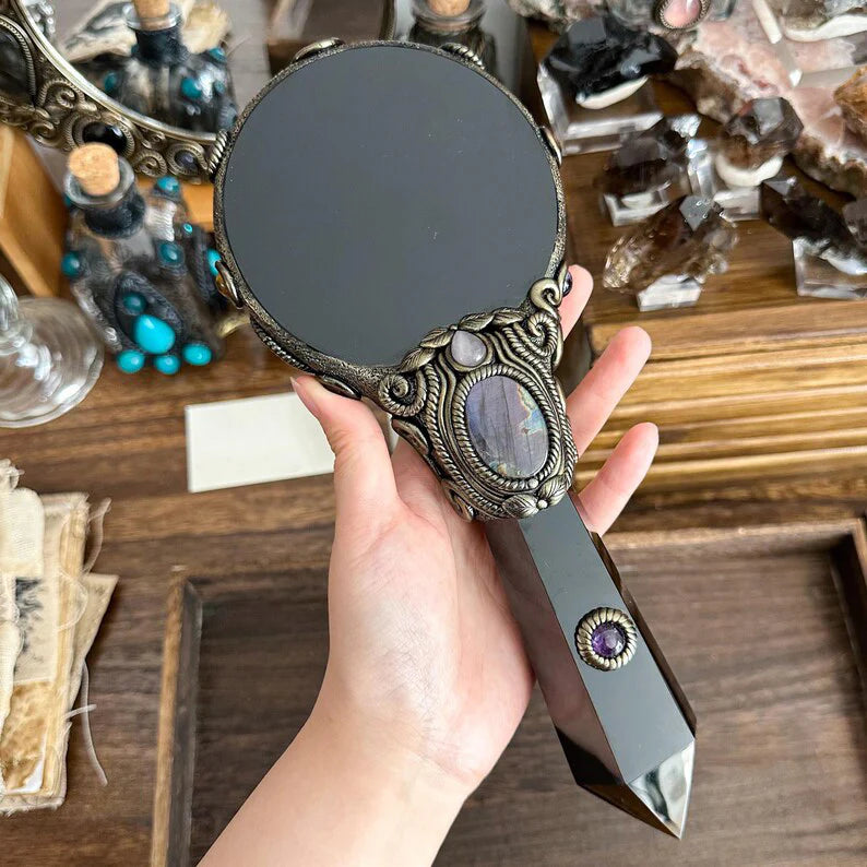 Natural Handmade Black Obsidian Mirror