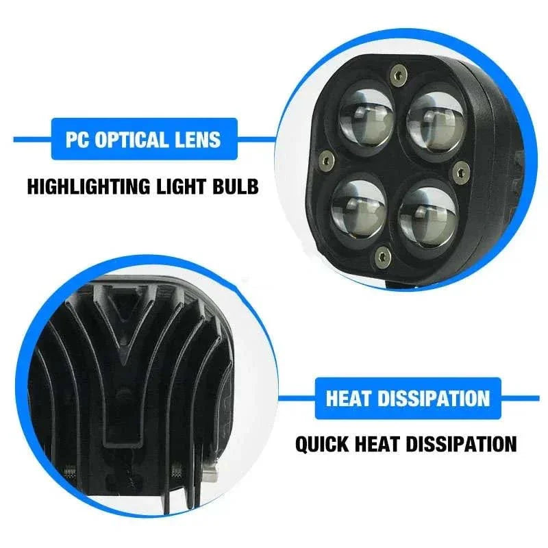 4 LED Fog Light Kit – Dual-Color (Yellow/White), 80W High Brightness with Wiring Harness