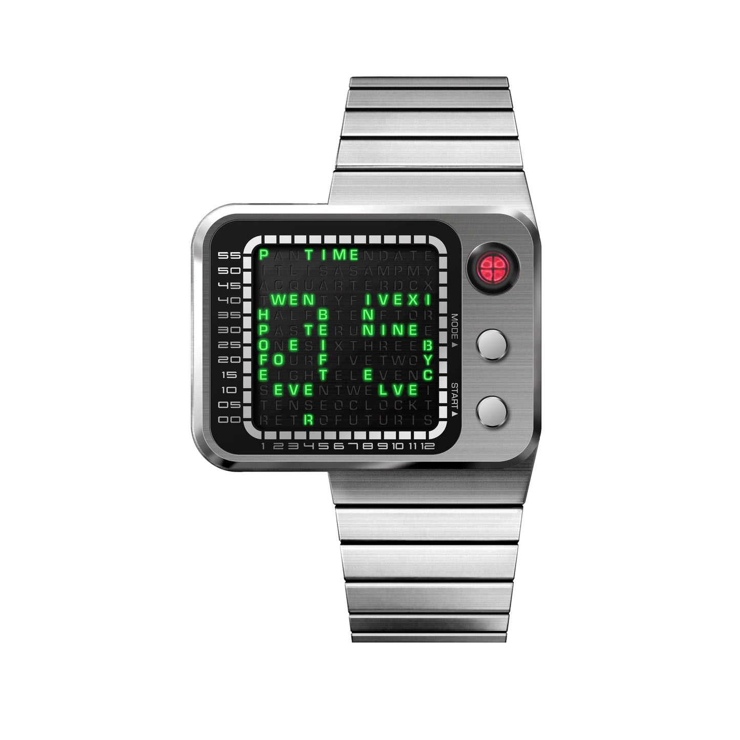 Electronic Digital Movement Watch – Waterproof Metal Case, Adjustable Stainless Steel Strap