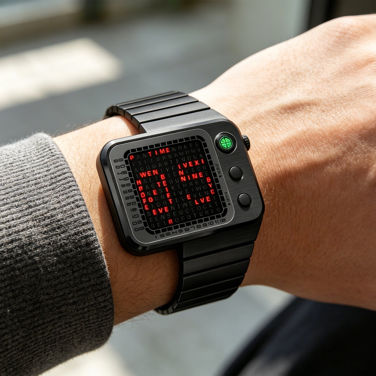 Electronic Digital Movement Watch – Waterproof Metal Case, Adjustable Stainless Steel Strap