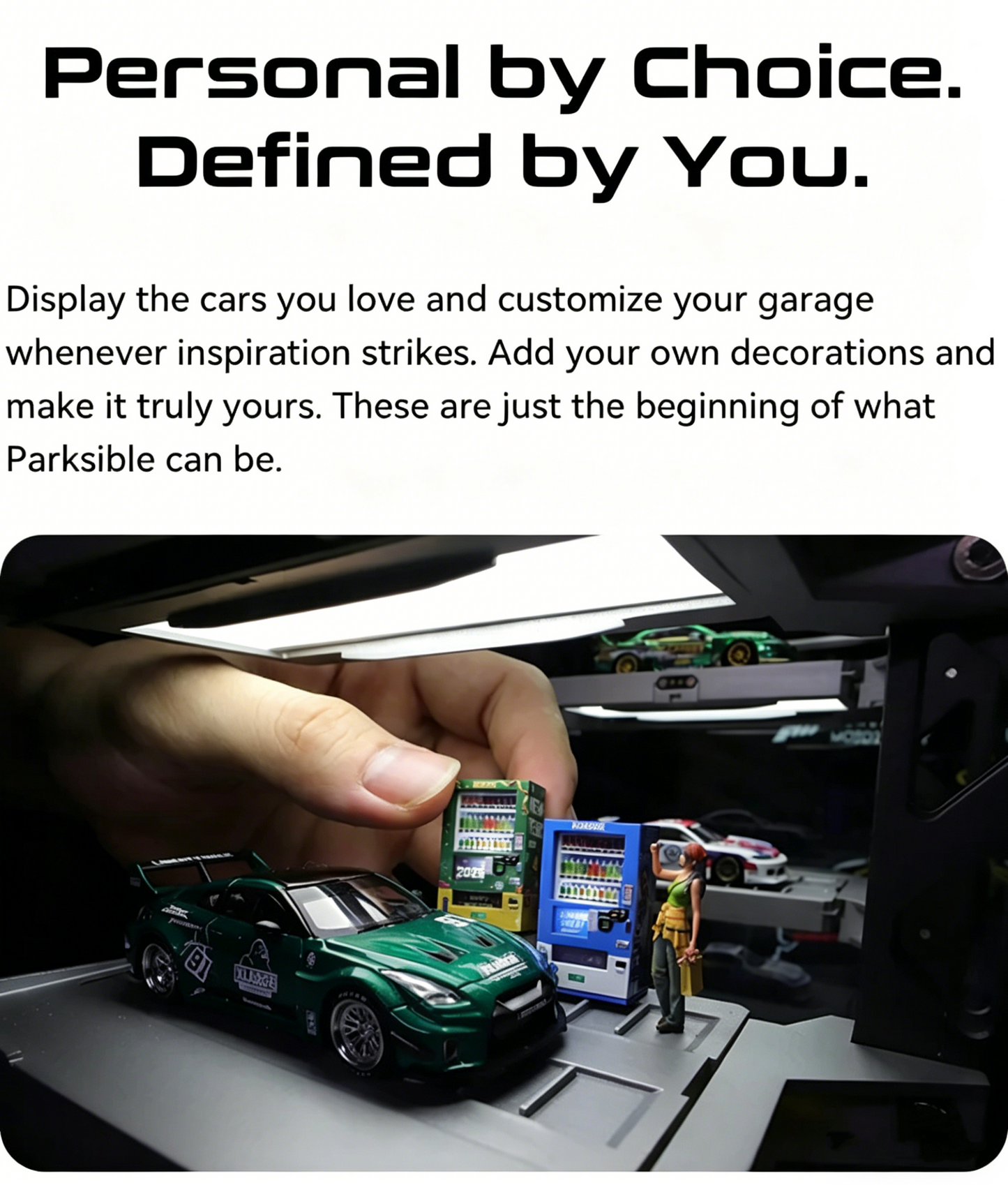 Smart Display Garage for 1:64 Scale Models – App-Controlled, 14 Slots, PRO Recognition Available