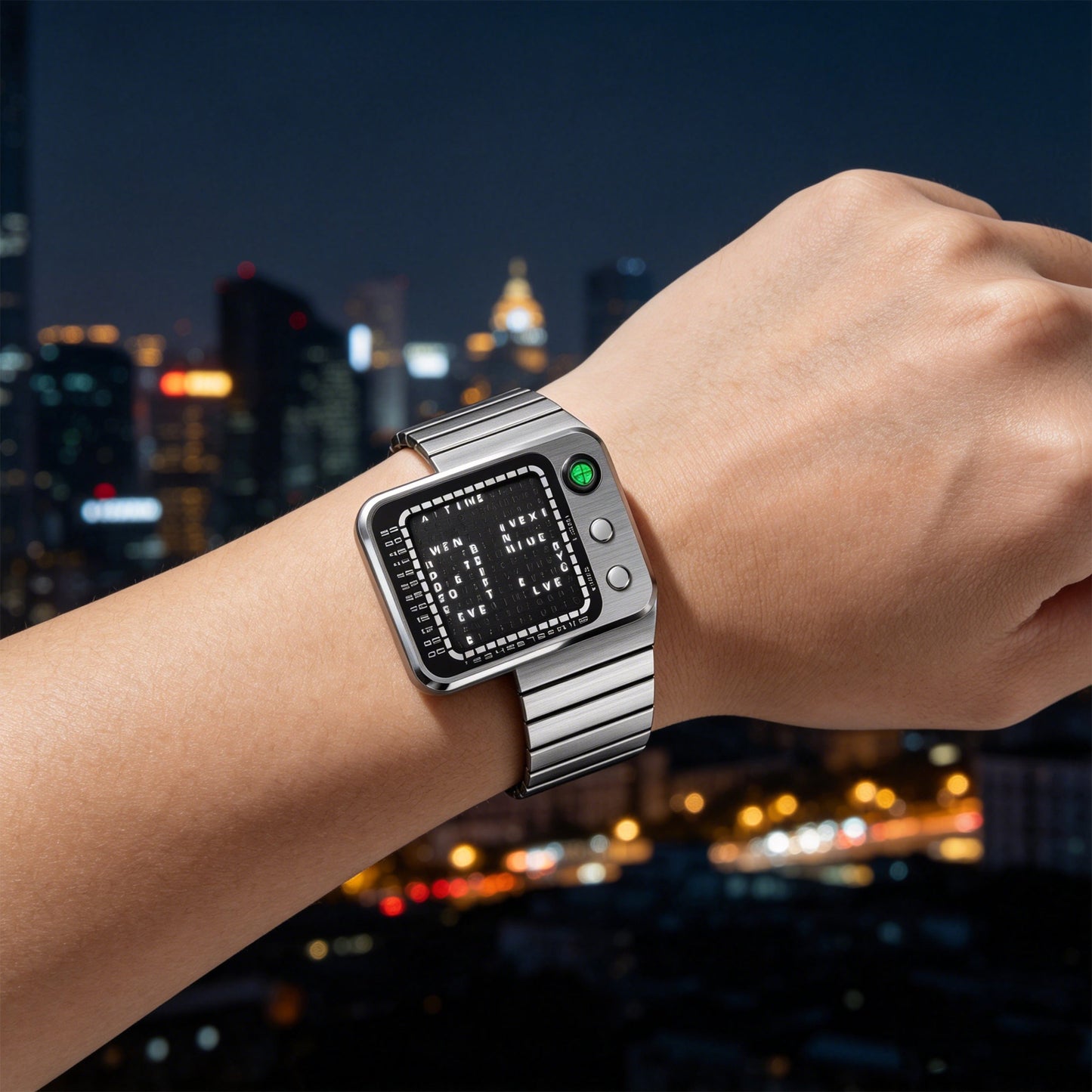 Electronic Digital Movement Watch – Waterproof Metal Case, Adjustable Stainless Steel Strap