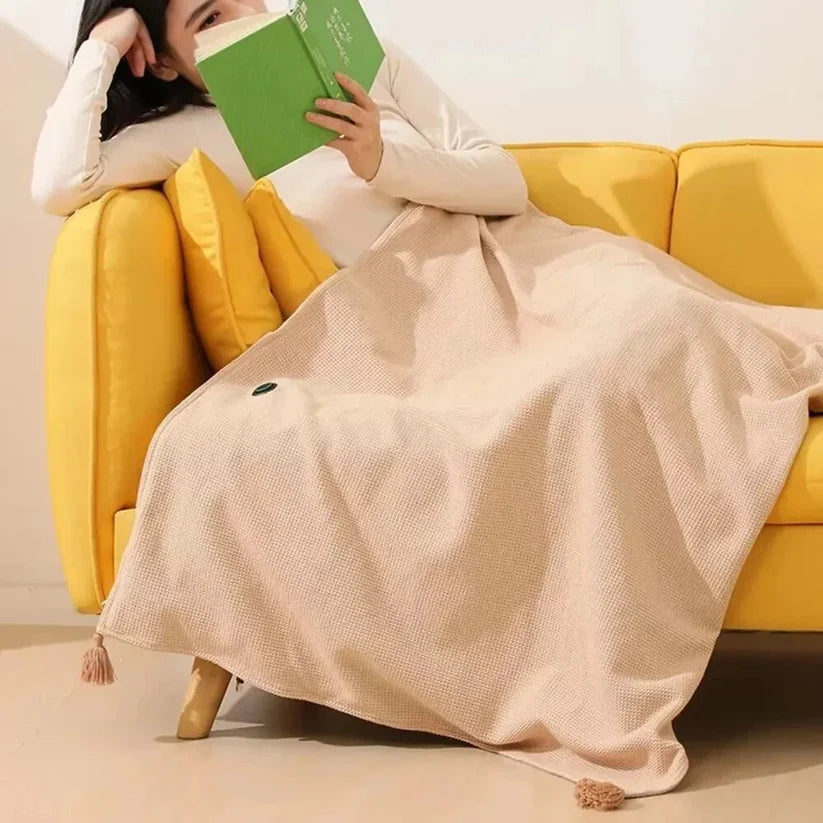 USB Heated Shawl Blanket – Wearable Electric Heating Shawl with Zipper Closure