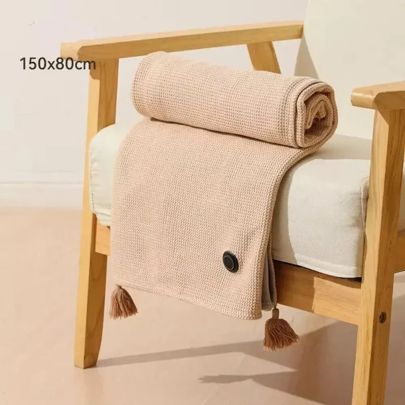 USB Heated Shawl Blanket – Wearable Electric Heating Shawl with Zipper Closure